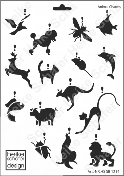 Schablone-Stencil A4 043-1214 Animal Charms